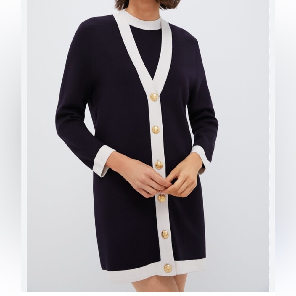 Tuckernuck Navy and Cream Cardigan Size XXL
